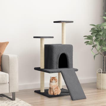vidaXL Kattenmeubel met sisal krabpalen 110 cm donkergrijs, Verzenden