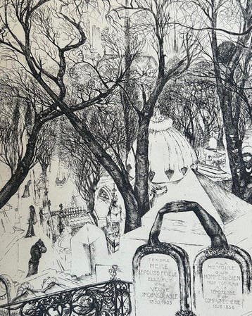 Edouard Goerg (1893-1969) - Le Père Lachaise, Paris -, Antiek en Kunst