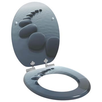 vidaXL Toiletbril Grijs 44 x 38 cm Bewerkt hout, Verzenden