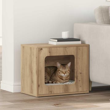 vidaXL Kattenhuis Ambachtelijk Eiken 51 x 30 x 42,5 cm, Verzenden, Nieuw