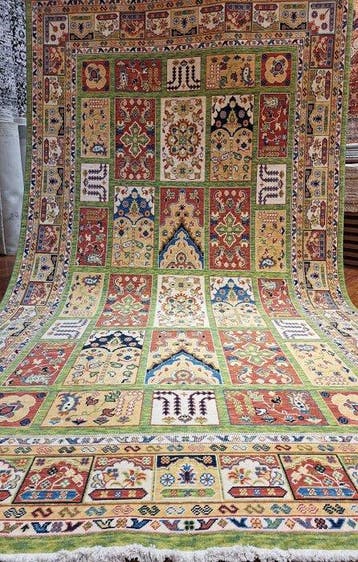 Premium wol tapijt – Garden Panel / Kheshti - Handgemaakt -, Nieuw