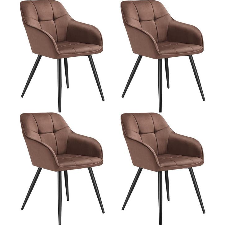 tectake Eetkamerstoel Marilyn, fluweeloptiek, gestikt patroo, Huis en Inrichting, Stoelen, Verzenden