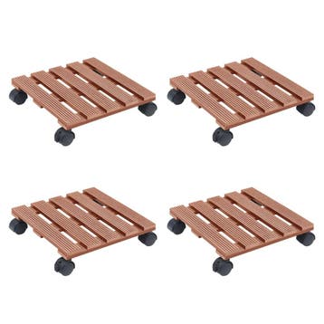 vidaXL Plantentrolleys 4 st 30x30x7,5 cm HKC bruin, Verzenden