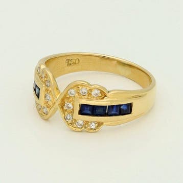 Bague - 18 carats Or jaune Diamant (Naturelle) - Saffier, Nieuw