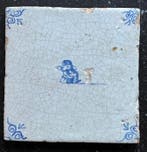 Tegel (5) - 5 keer ossenkop tegel - 17e/18e eeuw - Delfts