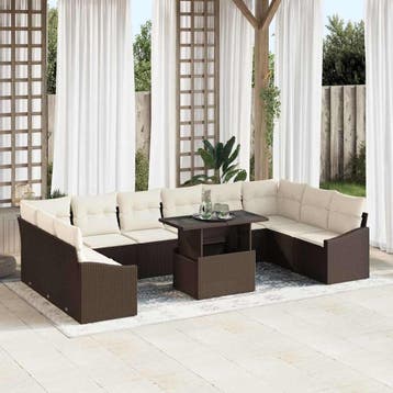 vidaXL Tuinbank Set 11 st Bruin en Crème, Verzenden, Nieuw