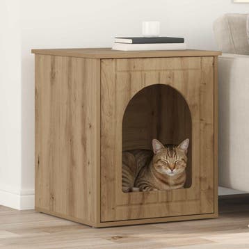 vidaXL Kattenhuis Ambachtelijk Eiken 53 x 52 x 62 cm Bewerkt, Verzenden