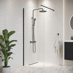 Douchewand Florida 80 x 200 cm Zwart – Inloopdouche 8 mm, Verzenden, Nieuw