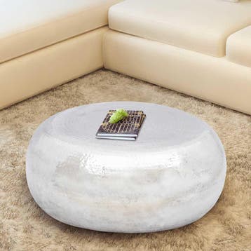 vidaXL Salontafel gehamerd aluminium zilverkleurig, Verzenden