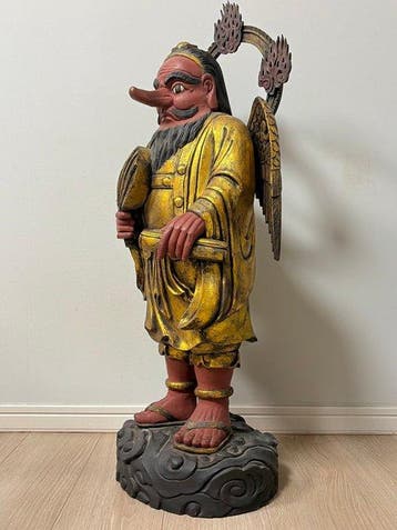 Extra-Large(80cm) Japanese Gilded Karasu Tengu Wooden