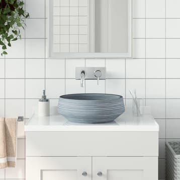 vidaXL Opzetwasbak rond 41x14 cm keramiek grijs, Doe-het-zelf en Bouw, Verzenden, Nieuw