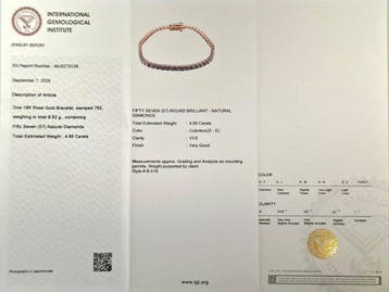 Bracelet de tennis - 18 carats Or rose - 4.66ct. tw. Diamant
