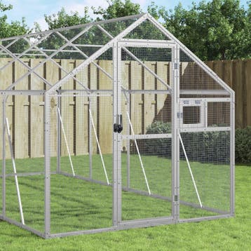 vidaXL Volière 1,79x6x1,85 m aluminium zilverkleurig, Verzenden
