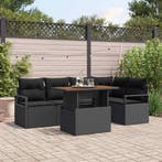 vidaXL Tuinbank Set met opslag 6 pcs Zwart Poly rattan, Verzenden, Nieuw