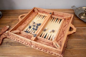 Schaaktafel - kleine koffer - Hout - opvouwbaar backgammon
