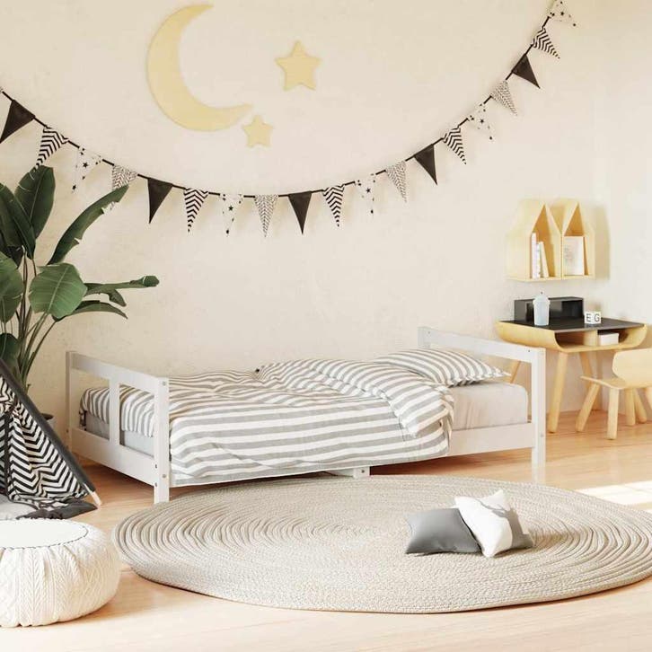 vidaXL Kinderbedframe 80x160 cm massief grenenhout wit, Kinderen en Baby's, Kinderkamer | Bedden, Nieuw, Verzenden
