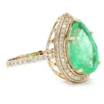 Bague de cocktail - 14 carats Or jaune - 3.94ct. tw., Handtassen en Accessoires