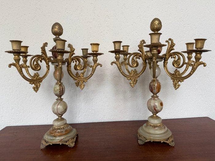Chandelier (2) - Bronze, Onyx, Antiquités & Art, Antiquités | Autres Antiquités