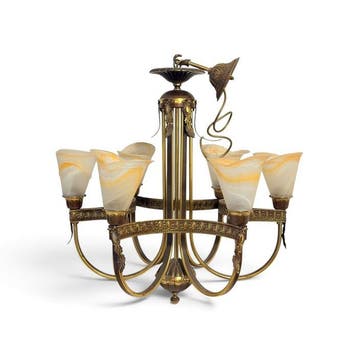 Plafondlamp - Parijse stijl - Messing, Albast - Art