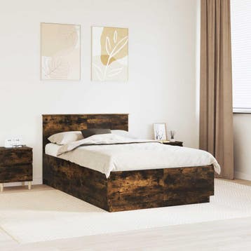 vidaXL Bedframe met hoofdeinde Rook Eiken 120 x 200 cm, Verzenden, Nieuw