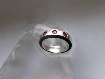 Argent, Rubis - Bague - Style Art déco, Antiquités & Art