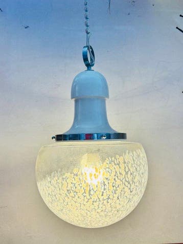 Lampe à suspendre - Verre, Métal - Lustre des années 70, Huis en Inrichting, Nieuw