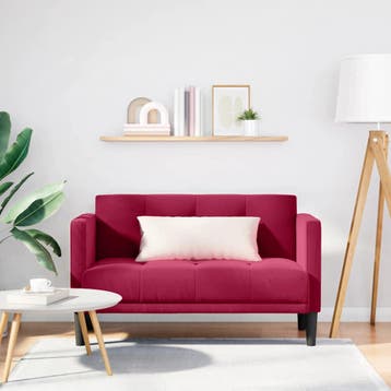 vidaXL Loveseat bank / zetel wijnrood 111 cm fluweel, Huis en Inrichting, Verzenden, Nieuw