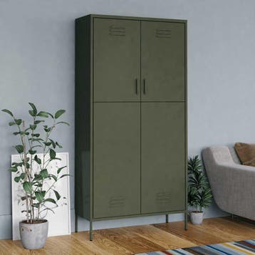 vidaXL Kledingkast 90x50x180 cm staal olijfgroen, Verzenden