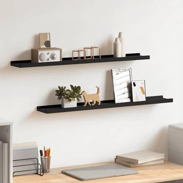 vidaXL Fotoplanken 2 st 80x9x3 cm MDF zwart, Verzenden, Nieuw