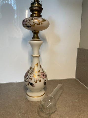 Olielamp - Opaline glas - 1890/1910 Nieuwstaat 71cm
