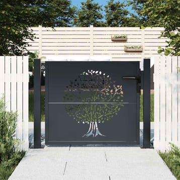 vidaXL Poort 100x75 cm met boomontwerp staal, Verzenden, Nieuw