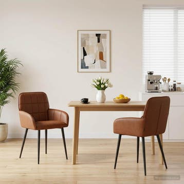 vidaXL Eetstoelen 2 st Kunstleer Bruin 56,5 x 50 x 85 cm, Verzenden