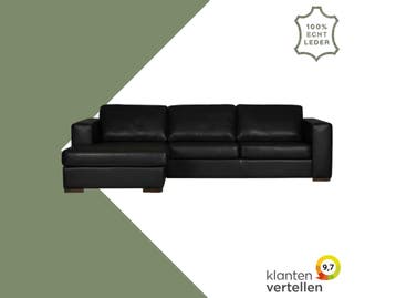 Leren hoekbank Flow - 2,5 zits arm rechts + longchair links, Ophalen of Verzenden