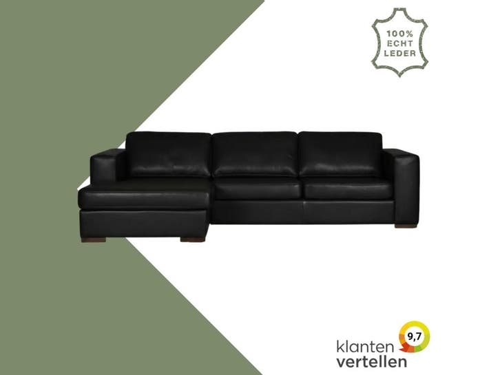 Leren hoekbank Flow - 2,5 zits arm rechts + longchair links, Antiek en Kunst, Antiek | Meubels | Stoelen en Sofa's, Ophalen of Verzenden