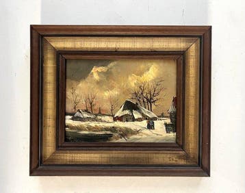 Hollandse School (XX) - Winterlanschap met figuren