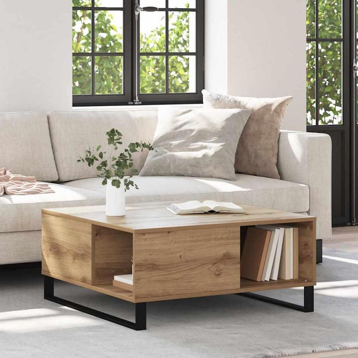 vidaXL Salontafel Artisan Eiken 80 x 80 x 36,5 cm Bewerkt, Huis en Inrichting, Tafels | Salontafels, Nieuw, Verzenden