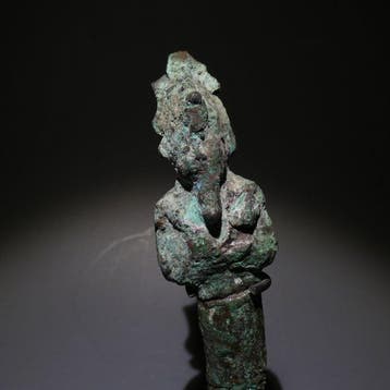Oud-Egyptisch Brons Osiris-godsculptuur. 14,5 cm hoog. Late