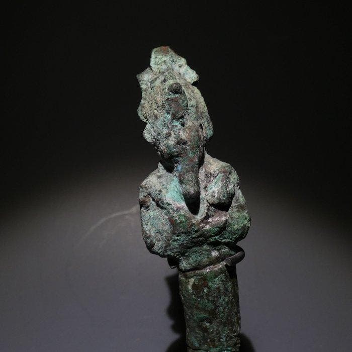 Oud-Egyptisch Brons Osiris-godsculptuur. 14,5 cm hoog. Late, Verzamelen, Mineralen en Fossielen