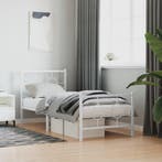 vidaXL Bedframe met hoofd- en voeteneinde metaal wit 80x200, Verzenden