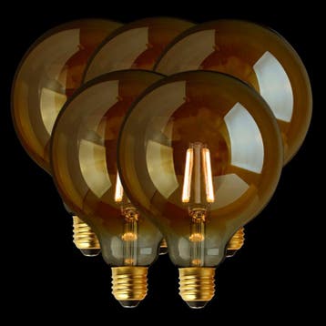 Set van 5 Filament LED Lamp Globe XL Gold Ø125 mm E27 3.5W, Verzenden, Nieuw