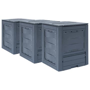 vidaXL Compostbakken 3 st 780 L 60x60x73 cm grijs, Tuin en Terras, Verzenden, Nieuw