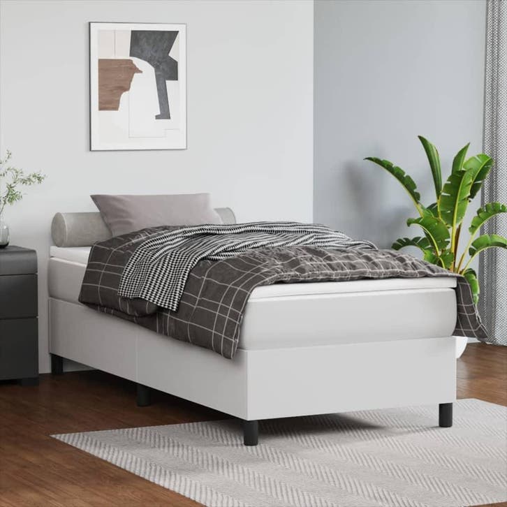 vidaXL Boxspring bed kunstleer wit 80x200 cm, Huis en Inrichting, Slaapkamer | Bedden, Nieuw, Verzenden