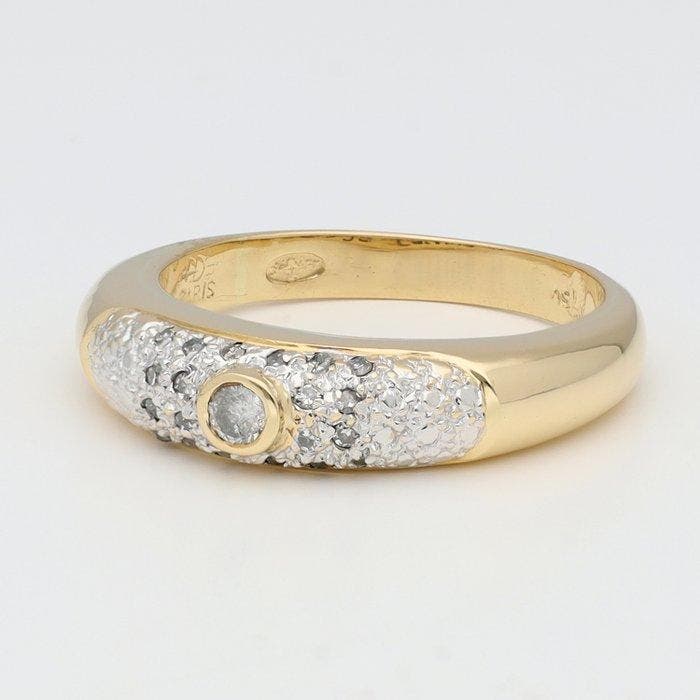 Ring - 18 karaat Geel goud Diamant (Natuurlijk), Handtassen en Accessoires, Ringen