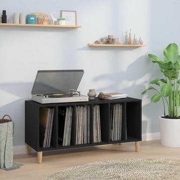 vidaXL Platenkast 100x38x48 cm bewerkt hout zwart, Verzenden, Nieuw
