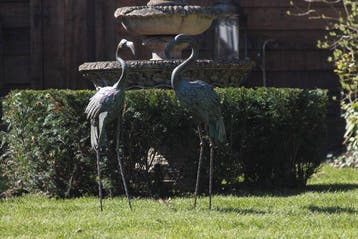 sculptuur, Koppel vormgegeven flamingos - 81 cm - metaal