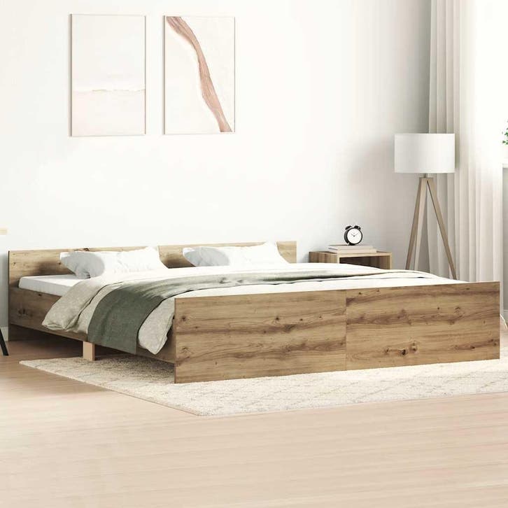 vidaXL Bedframe zonder matras spaanplaat artisanaal, Huis en Inrichting, Slaapkamer | Bedden, Nieuw, Verzenden