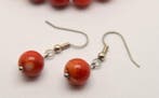 Koraal - Apple Red Coral - Set van armband en oorbellen -