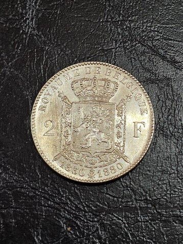 België. Leopold II. 2 Fr 1830-1880 met punt tegen de L van
