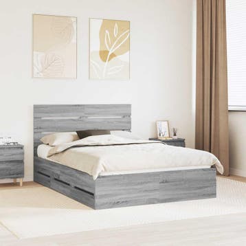vidaXL Bedframe met lade Grijs Sonoma 140 x 200 cm, Verzenden
