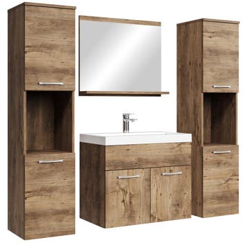 Badkamermeubel Set Montreal XL 60 x 35 cm Bruin eiken, Verzenden, Nieuw